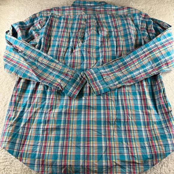 Ralph Lauren Classic Fit Long Sleeve Dress Shirt Blue Pink Check XXL Men's Pony - Picture 6 of 9